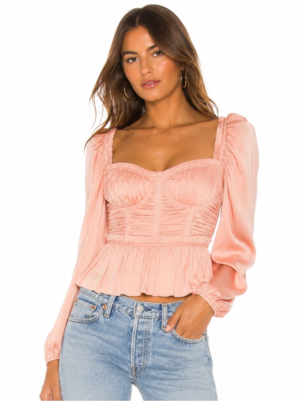 Ulla Johnson Satin Ruched Peplum Corset Top - Size 4
